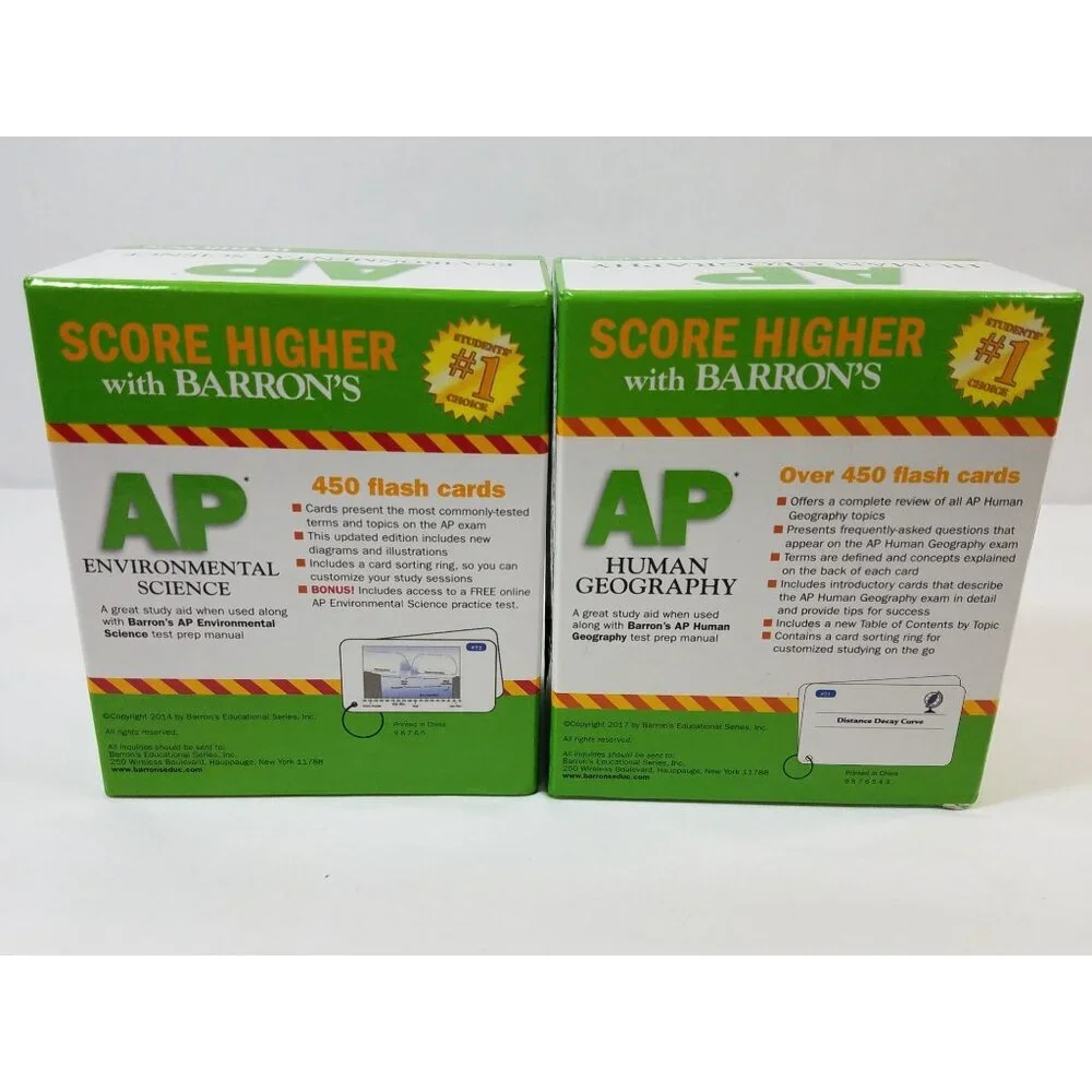 Barron's AP Human Geography  & Enviromental Science Flash Cards 450+ Cards